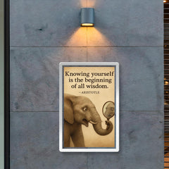 aristotle quote knowing yourself elephant looking at reflection wisdom poster 2