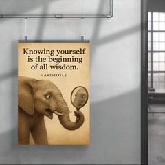 aristotle quote knowing yourself elephant looking at reflection wisdom poster 4