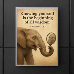 aristotle quote knowing yourself elephant looking at reflection wisdom poster 5