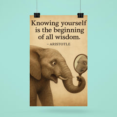 aristotle quote knowing yourself elephant looking at reflection wisdom poster 6