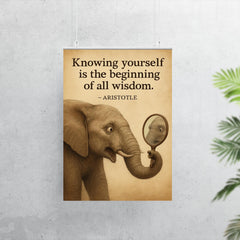 aristotle quote knowing yourself elephant looking at reflection wisdom poster 7