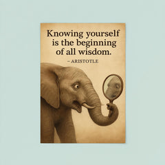 aristotle quote knowing yourself elephant looking at reflection wisdom poster 8