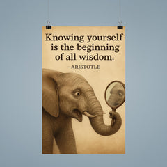 aristotle quote knowing yourself elephant looking at reflection wisdom poster 9