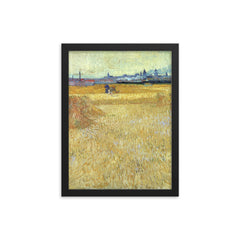 Arles: View from the Wheat Fields by Vincent van Gogh, 1888 framed print on a plain backdrop in size 12"x16".