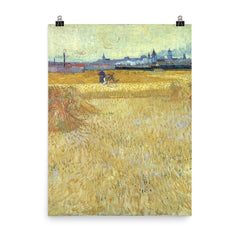 Arles: View from the Wheat Fields by Vincent van Gogh, 1888 poster on a plain backdrop in size 8"x10".