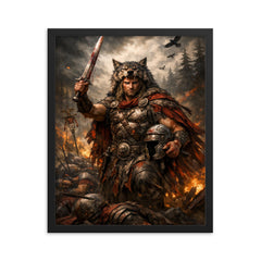 Arminius after Teutoburg ambush framed print on a plain backdrop in size 16"x20".