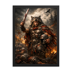 Arminius after Teutoburg ambush framed print on a plain backdrop in size 18"x24".