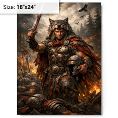 Arminius after Teutoburg ambush metal print on a plain backdrop in size 18"x24".