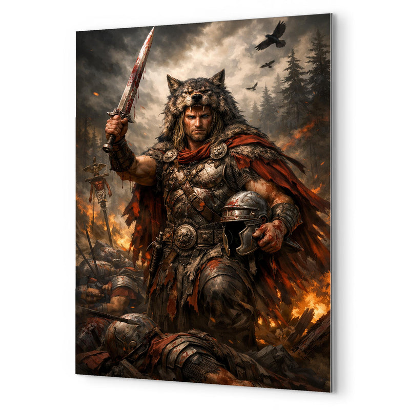 Arminius after Teutoburg ambush metal print mockup