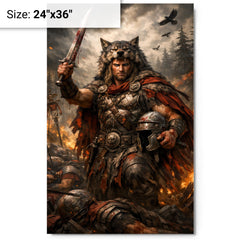 Arminius after Teutoburg ambush metal print on a plain backdrop in size 24"x36".