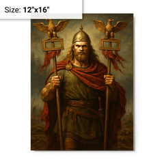 Arminius after Teutoburg with Roman eagles metal print on a plain backdrop in size 12"x16".