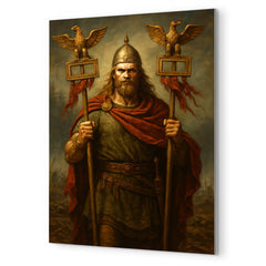 Arminius after Teutoburg with Roman eagles metal print mockup