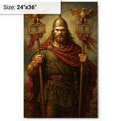 Arminius after Teutoburg with Roman eagles metal print on a plain backdrop in size 24"x36".
