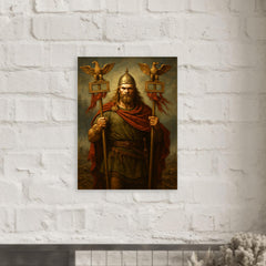 Arminius after Teutoburg with Roman eagles metal print mockup