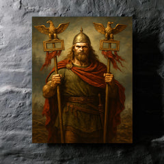 Arminius after Teutoburg with Roman eagles metal print mockup