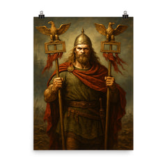 Arminius after Teutoburg with Roman eagles poster on a plain backdrop in size 8"x10".