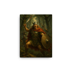 Arminius in Teutoburg forest ambush canvas print on a plain backdrop in size 12"x16".