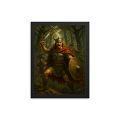 Arminius in Teutoburg forest ambush framed print on a plain backdrop in size 12"x16".