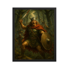 Arminius in Teutoburg forest ambush framed print on a plain backdrop in size 16"x20".
