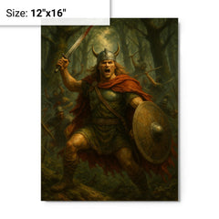 Arminius in Teutoburg forest ambush metal print on a plain backdrop in size 12"x16".