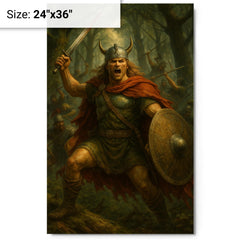 Arminius in Teutoburg forest ambush metal print on a plain backdrop in size 24"x36".