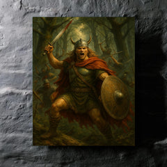 Arminius in Teutoburg forest ambush metal print mockup