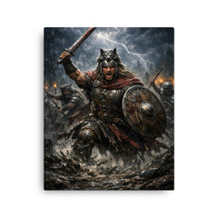 Arminius in Teutoburg storm and mud canvas print on a plain backdrop in size 16"x20".