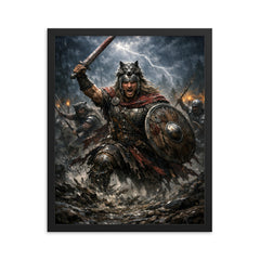 Arminius in Teutoburg storm and mud framed print on a plain backdrop in size 16"x20".