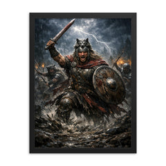 Arminius in Teutoburg storm and mud framed print on a plain backdrop in size 18"x24".
