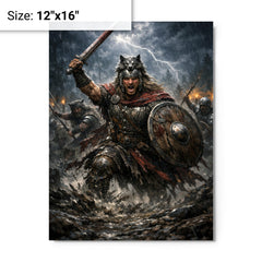 Arminius in Teutoburg storm and mud metal print on a plain backdrop in size 12"x16".