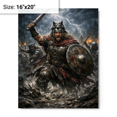 Arminius in Teutoburg storm and mud metal print on a plain backdrop in size 16"x20".