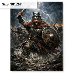 Arminius in Teutoburg storm and mud metal print on a plain backdrop in size 18"x24".