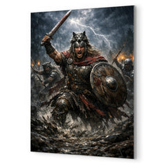 Arminius in Teutoburg storm and mud metal print mockup