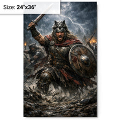 Arminius in Teutoburg storm and mud metal print on a plain backdrop in size 24"x36".