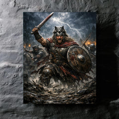 Arminius in Teutoburg storm and mud metal print mockup