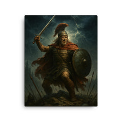 Arminius in Teutoburg storm canvas print on a plain backdrop in size 16"x20".