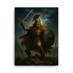 Arminius in Teutoburg storm canvas print on a plain backdrop in size 18"x24".