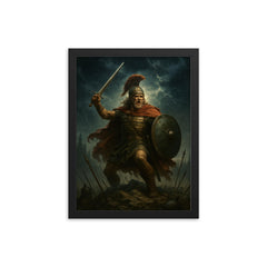 Arminius in Teutoburg storm framed print on a plain backdrop in size 12"x16".