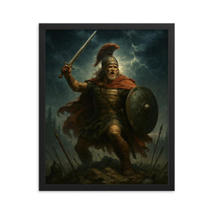 Arminius in Teutoburg storm framed print on a plain backdrop in size 16"x20".
