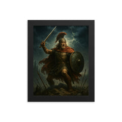 Arminius in Teutoburg storm framed print on a plain backdrop in size 8"x10".