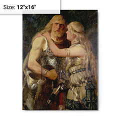 Arminius Says Goodbye to Thusnelda by Johannes Gehrts, 1884 metal print on a plain backdrop in size 12"x16".