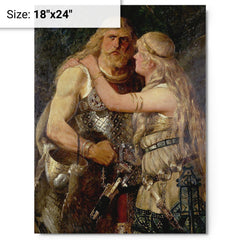 Arminius Says Goodbye to Thusnelda by Johannes Gehrts, 1884 metal print on a plain backdrop in size 18"x24".