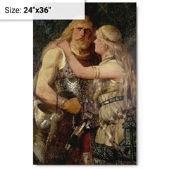 Arminius Says Goodbye to Thusnelda by Johannes Gehrts, 1884 metal print on a plain backdrop in size 24"x36".