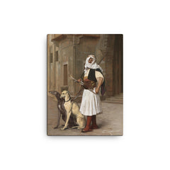 Arnaute avec Deux Chiens Whippets by Jean-Léon Gérôme, 1867 canvas print on a plain backdrop in size 12"x16".