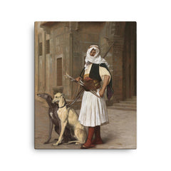 Arnaute avec Deux Chiens Whippets by Jean-Léon Gérôme, 1867 canvas print on a plain backdrop in size 16"x20".