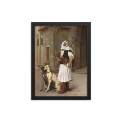 Arnaute avec Deux Chiens Whippets by Jean-Léon Gérôme, 1867 framed print on a plain backdrop in size 12"x16".