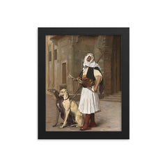 Arnaute avec Deux Chiens Whippets by Jean-Léon Gérôme, 1867 framed print on a plain backdrop in size 8"x10".