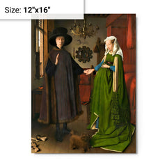 Arnolfini Portrait by Jan Van Eyck metal print on a plain backdrop in size 12"x16".