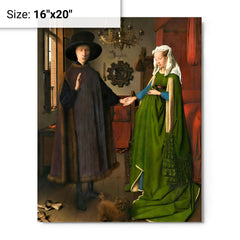 Arnolfini Portrait by Jan Van Eyck metal print on a plain backdrop in size 16"x20".