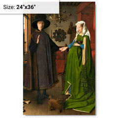 Arnolfini Portrait by Jan Van Eyck metal print on a plain backdrop in size 24"x36".